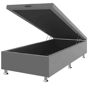 Base Box Baú Solteiro Suede 36x88x188 Cor Cinza