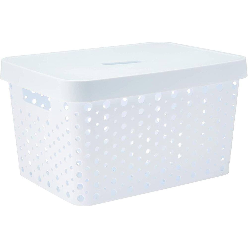 Cesto Caixa Organizadora Rattan Com Tampa 17L Branco Usual