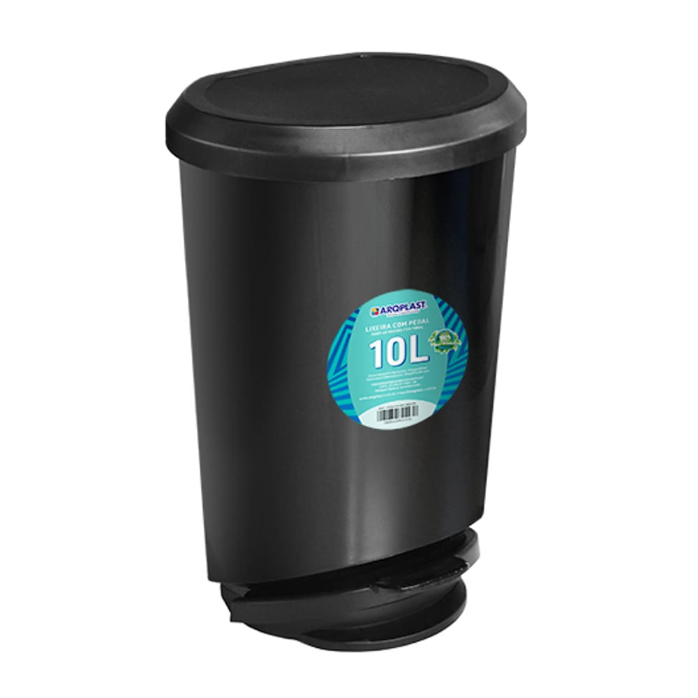 Lixeira com Pedal Preta 10 Litros Arqplast
