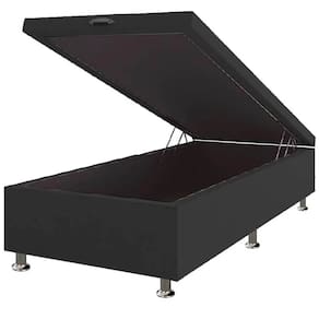 Base Box Baú Solteiro Suede 36x88x188 Cor Preto