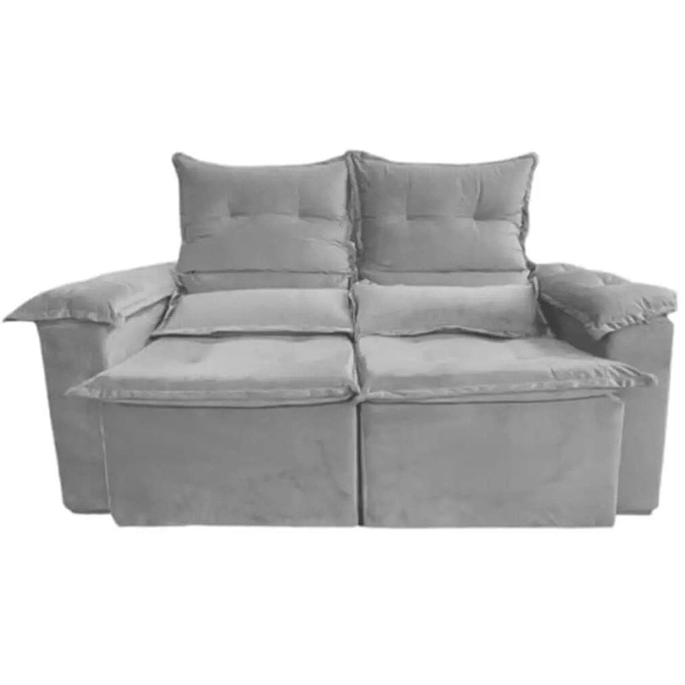 Sofá Pequim 3 Lugares Retrátil e Reclinável 200cm Tecido Suede União Cor Cinza
