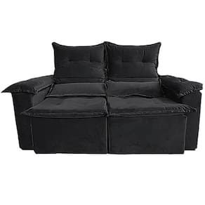Sofá Pequim 3 Lugares Retrátil e Reclinável 200cm Tecido Suede União Cor Preto