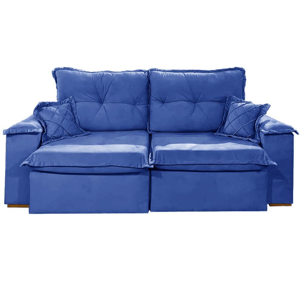 Sofá Atlanta 4 Lugares Retrátil e Reclinável 230cm Tecido Veludo União Cor Azul