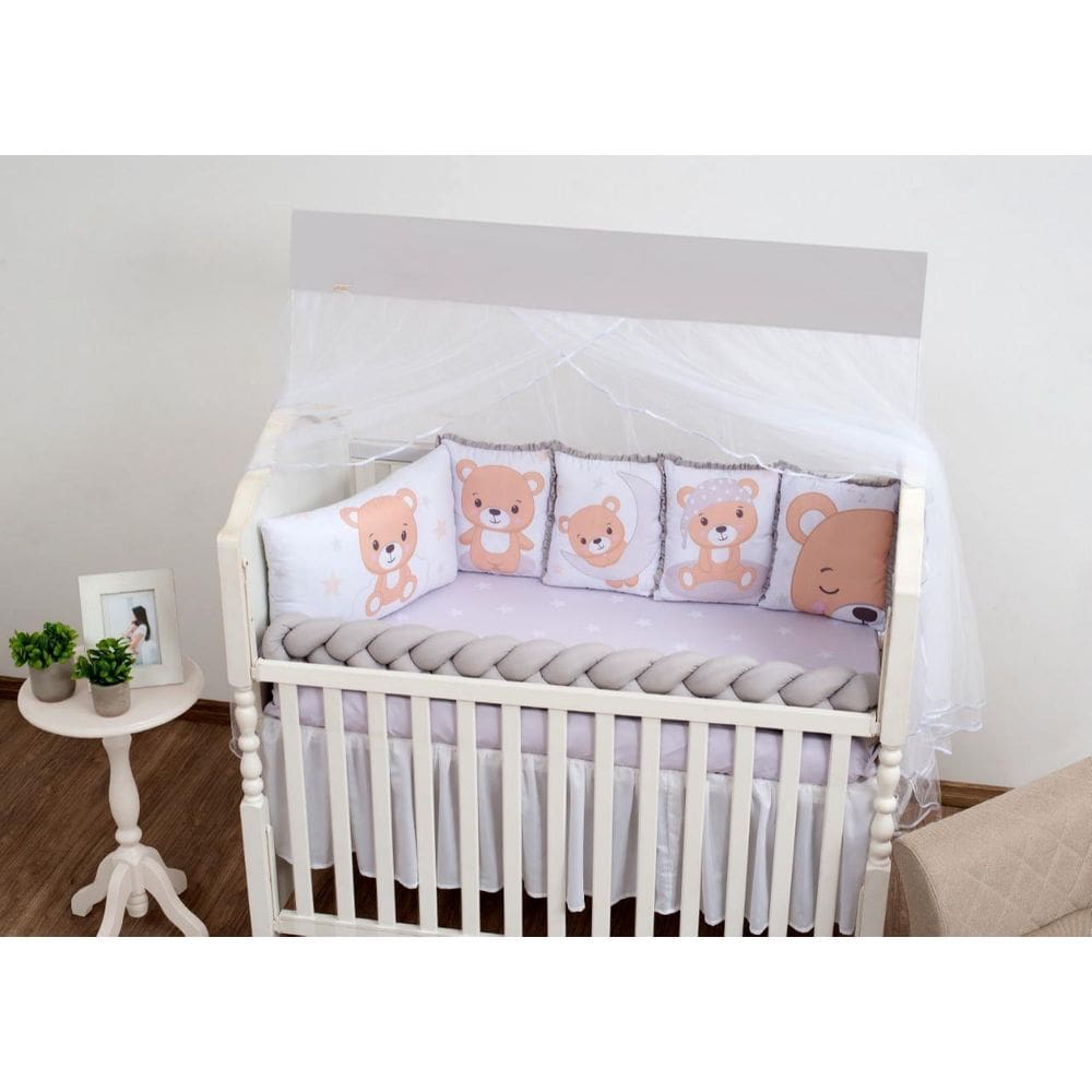 Kit Berço Padrão Americano Ursinho Unisex Bege Completo