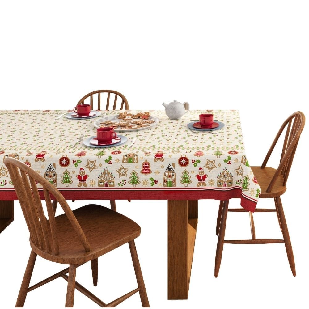 Toalha de Mesa Retangular Lepper 6 Lugares Natal 1,40m x 2,10m Emoção
