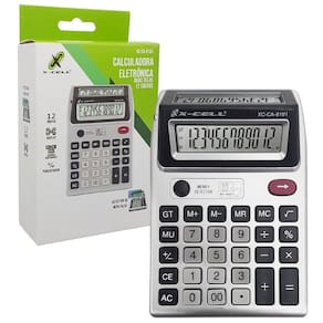 Calculadora Eletrônica X-Cell, 12 Dígitos, Visor Duplo,