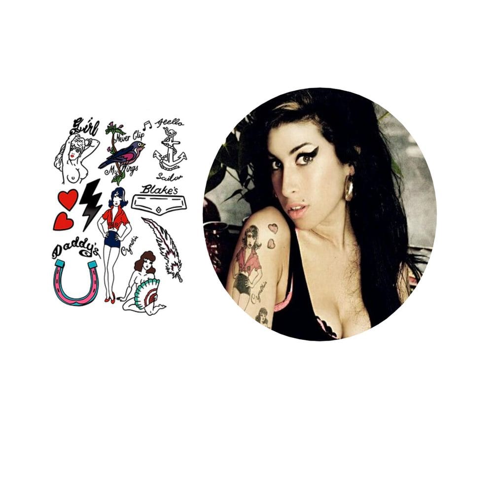 Tatuagem Temporária Folha A4 Amy Winehouse Cosplay