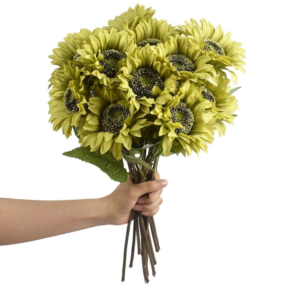 Flores de girassol artificiais WISTART 8 unidades para buquê de casamento