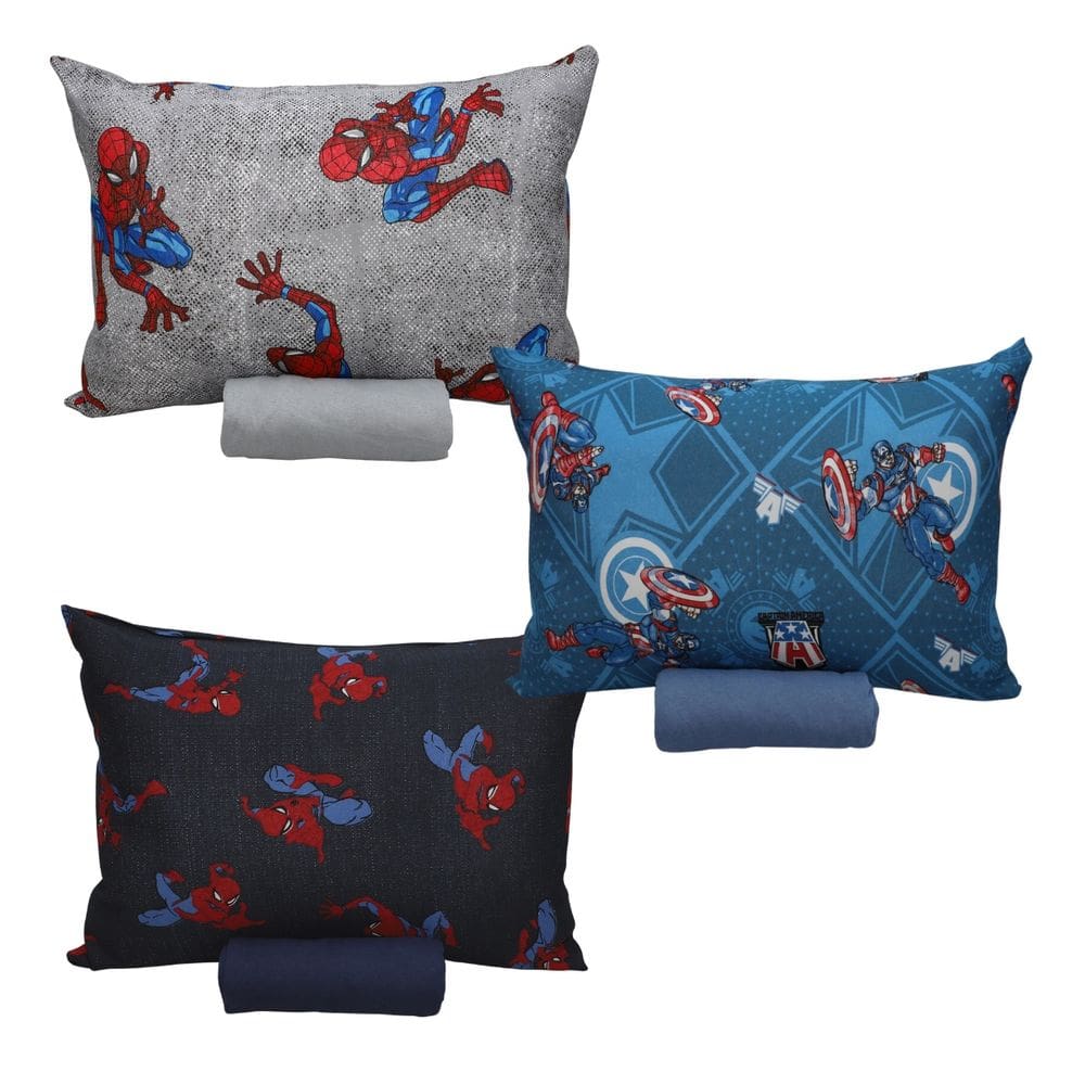 Kit Marvel 3 Jogos Cama 100% Algodão C/ Elástico Solteiro