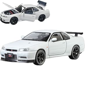 Carro de brinquedo ERBADIHAGO Nissan Skyline GTR R34 1/32 fundido sob pressão com luz