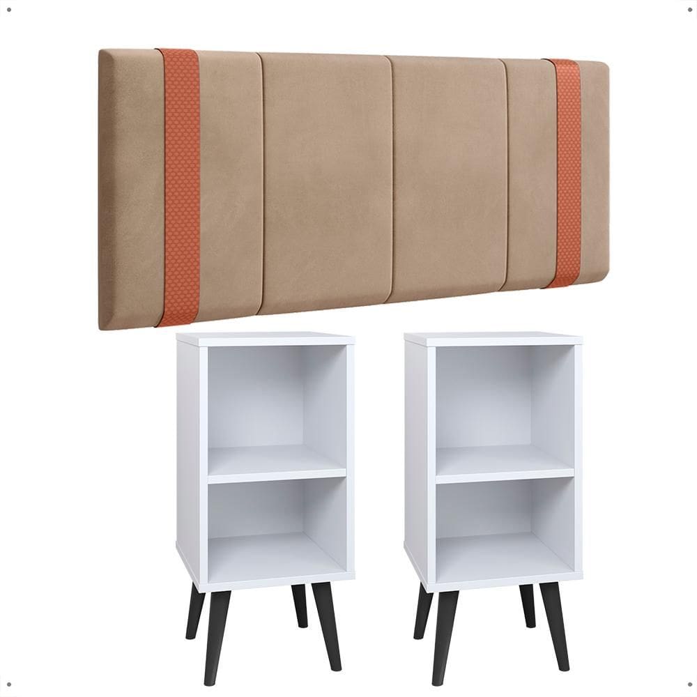 Kit 2 Mesas Cabeceira Nicho Prateleira Porta Objetos Cabeceira Suspensa Cama Box Casal 1,40 Detalhes Laterais - Lojas RPM