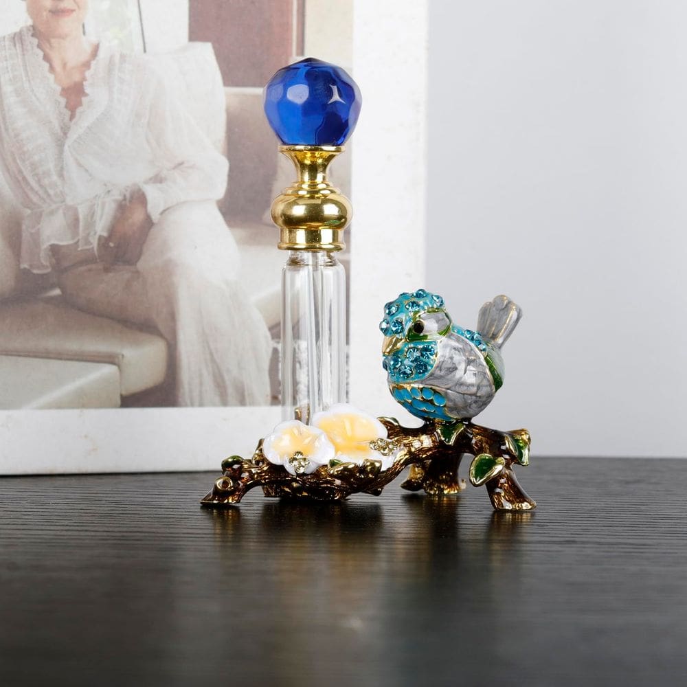 Estatueta decorativa de pássaro SEVENBEES com frasco de perfume de vidro de 4 mL