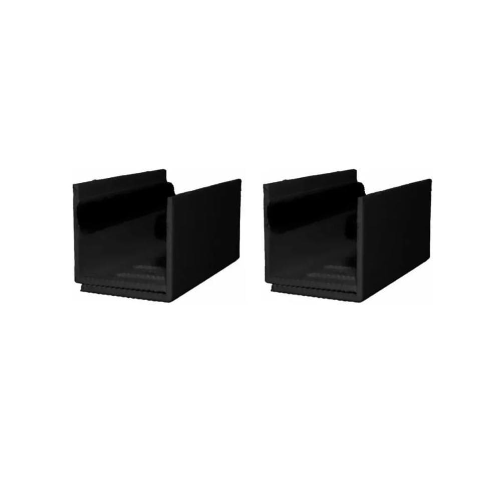 02 Guia U - Externo Ajustável Para Porta De Correr - Preto