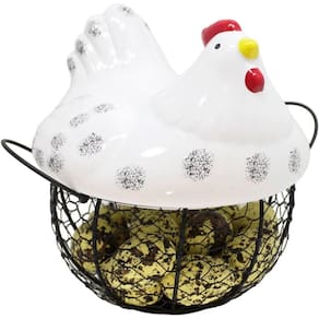 Cesto Galinha Porta Ovos Cerâmica Decorativo 18 Ovos Amarelo