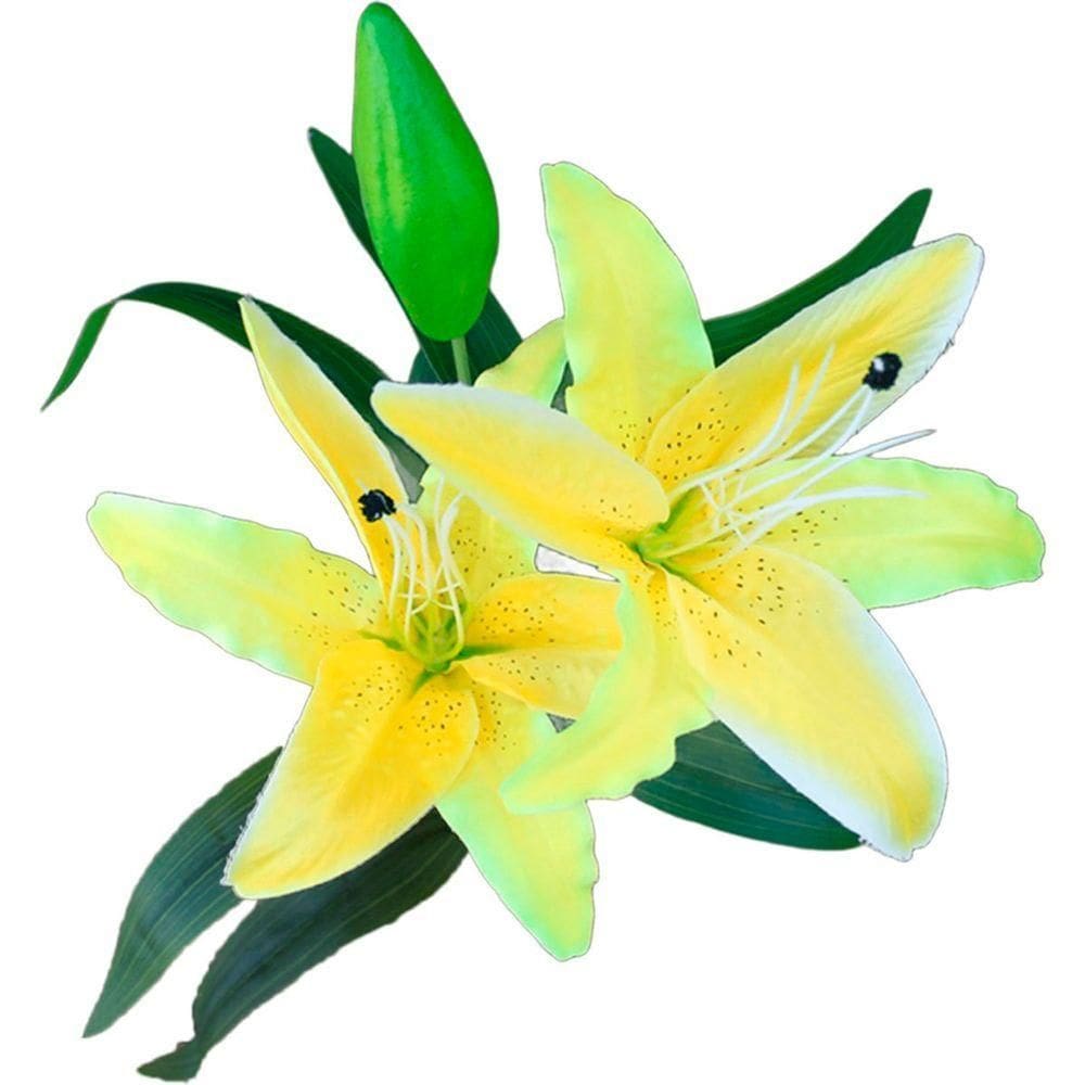 Kit 4 Plantas Artificiais Lírio Amarelo Enfeite Jardim 73cm