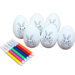 Kit 30 Ovos De Páscoa Infantil Para Colorir Coelhos Canetas