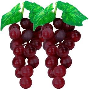 Kit 12 Cachos Uva Roxa Fruta Artificial De Silicone De 10cm