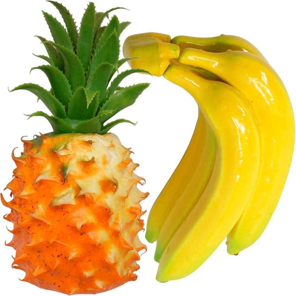 Kit 2 Abacaxi Tropical Maço Bananas Enfeite Fruta Em Isopor