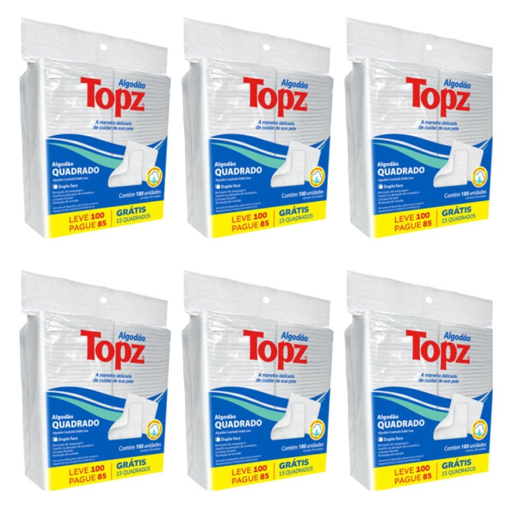 Kit Algodão Quadrado Dupla Face 600 unidades Topz