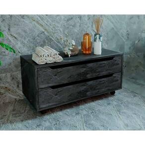Bancada de Banheiro c/ Rodizio BN3643 s/ Cuba c/ 2 Gavetas 80cm Mármore Lunar - Tecno Mobili
