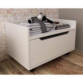 Bancada de Banheiro Suspenso c/ Rodizio BN3647 s/ Cuba c/ 1 Gaveta 60cm Branco - Tecno Mobili