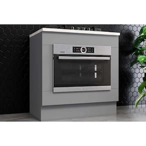 Módulo Cozinha Henn Americana Balcão c/ Tampo p/ Forno de Embutir e Cooktop 80cm Cinza-Henn