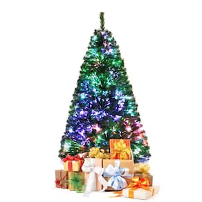Árvore de Natal GOFLAME de 1,5 m de fibra óptica pré-iluminada com 449 pontas