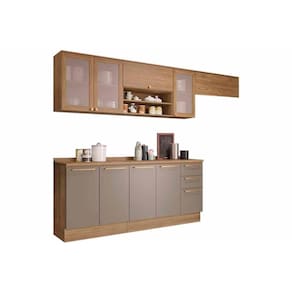 Kit Cozinha Modulada 7 Peças Botanic (3Aéreos+2Balcões+2Complemento) M656 Nogueira/Fendi - Kappesberg