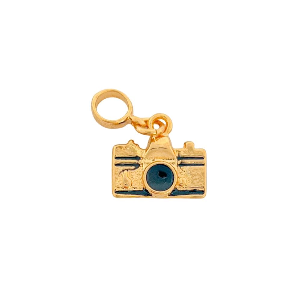 Berloque Camêra Fotográfica Banhado a Ouro