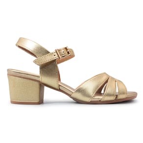 Sandália Usaflex Feminina Salto Bloco Couro Casual AE32036