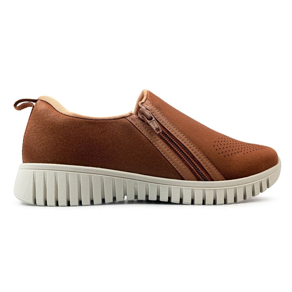 Tênis Usaflex Feminino Slip On Elastano Zíper Casual AE22039