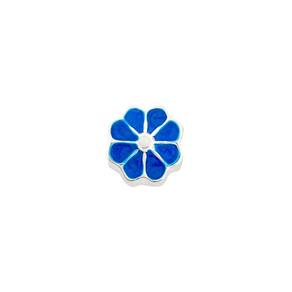 Berloque Resinado Margarida Azul Banhado A Prata