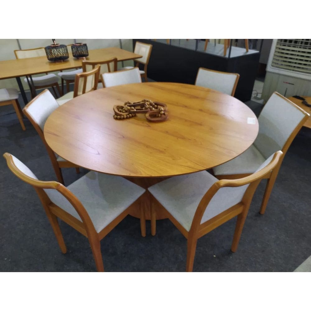 Sala de Jantar Laminada Redonda 6 Cadeiras 1,35m - Phoenix - Requinte Salas