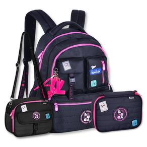 Kit Mochila Luluca Com Lancheira E Estojo Box Bolsa Escolar