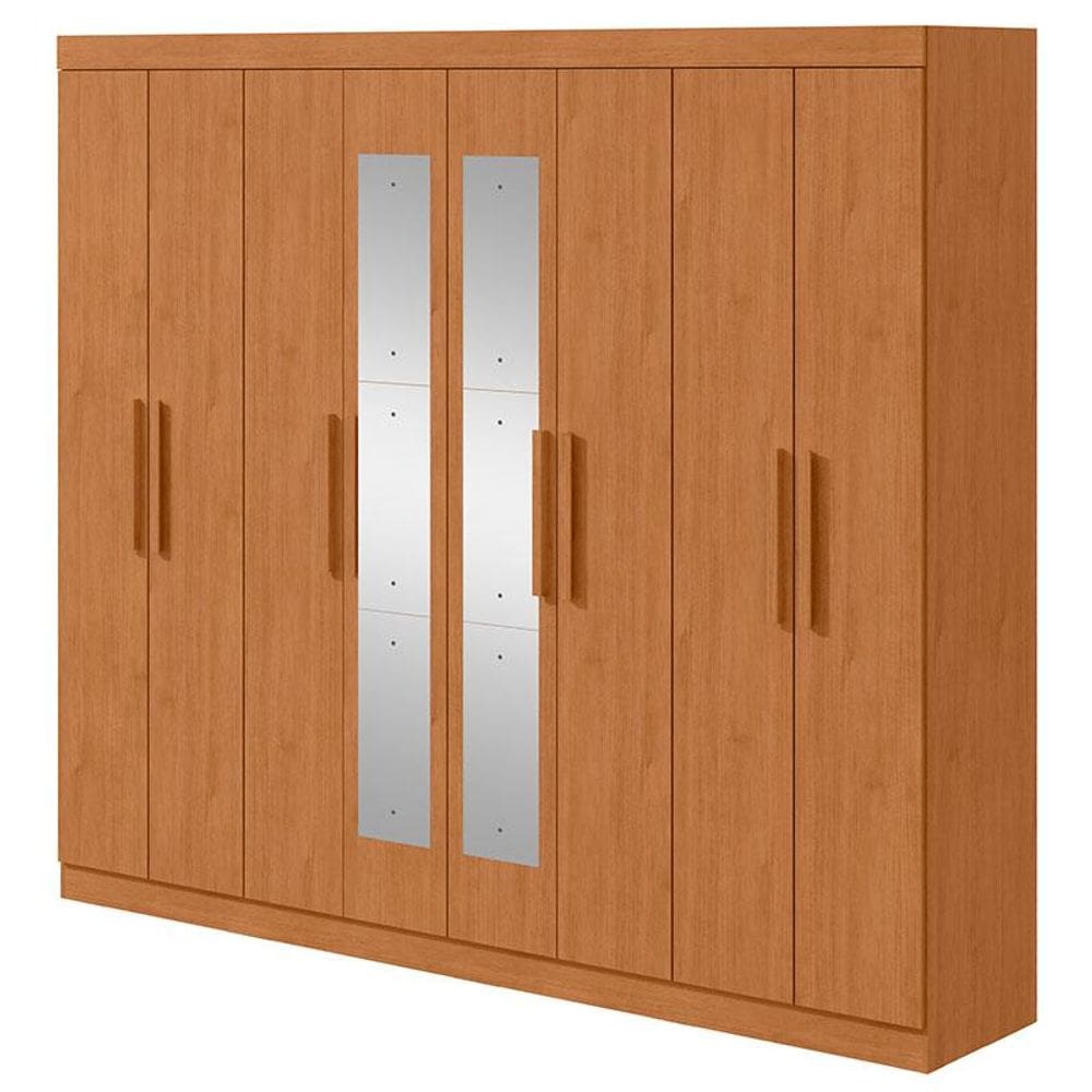 Guarda Roupa Casal Andara Soft 8 Portas Amêndoa Clean com Espelho - Lopas