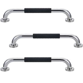 Barra de Apoio 30cm Inox Suporte Antiderrapante Casa Banheiro Box Kit 3 unidades Idoso Cadeirante Segurança Proteçao Acessibilidade