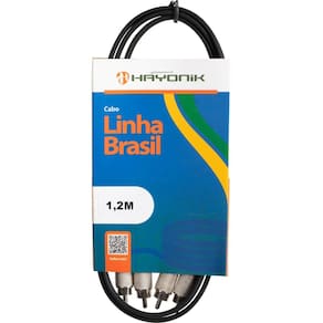 Cabo De Áudio Linha Brasil 2Rca2 1,2 Metros Preto Hayonik
