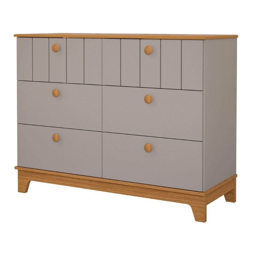 Cômoda Infantil 6 Portas Mdf Puxadores Madeira Maçica Biscoito Permobili