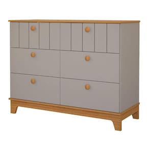 Cômoda Infantil 6 Portas Mdf Puxadores Madeira Maçica Biscoito Permobili