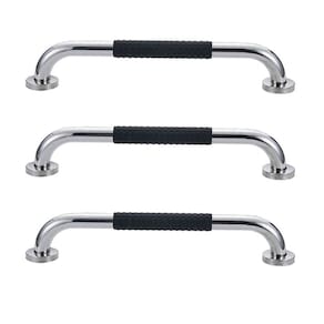 Barra de Apoio 30cm Inox Suporte Antiderrapante Banheiro Kit 3 unidades Box Idoso Deficiente Segurança Quarto Corredor Parede Acessibilidade