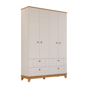 Guarda Roupa Infantil Mdf 4 Portas 4 Gavetas Puxadores Madeira Maçica Biscoito Permobili