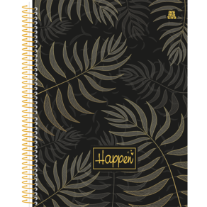 Caderno Espiral Capa Dura Colegial 10 Matérias Happen 160 Folhas Animativa 2985