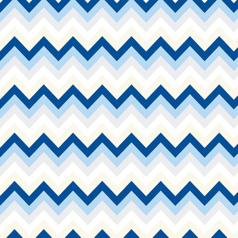 Papel De Parede Adesivo Chevron Azul E Branco - 3,0M