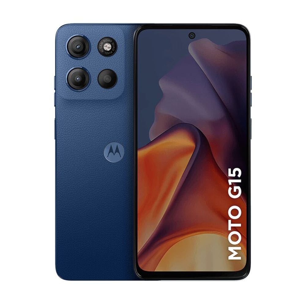 Smartphone Motorola Moto G15 128GB - Azul Escuro, 12GB (4GB RAM + 8GB RAM Boost), Câmera 50MP, Selfie 8MP e Tela 6,7"