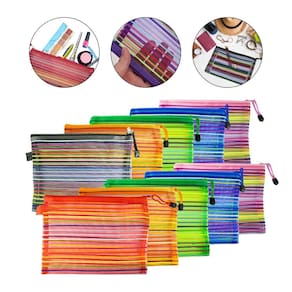 Kit 10 Necessaire Estojo Nylon Colorida Viagem Escola Make