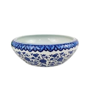 Centro De Mesa Azul E Branco 10X29Cm Floral Equibana Vaso