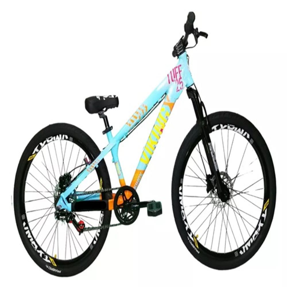 Bicicleta Vikingx  Azul Laranja  Aro 26 Single Wheeling Freio Hidráulico