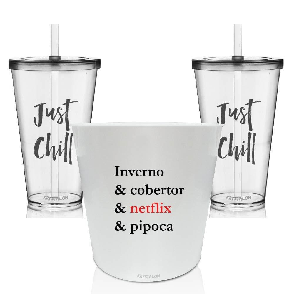 Kit Balde De Pipoca E 2 Copos - Inverno & Cobertor