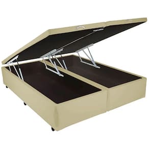 Base Box Bipartida Baú Universal Casal 43x188x138 Tecido Corino Cor Bege