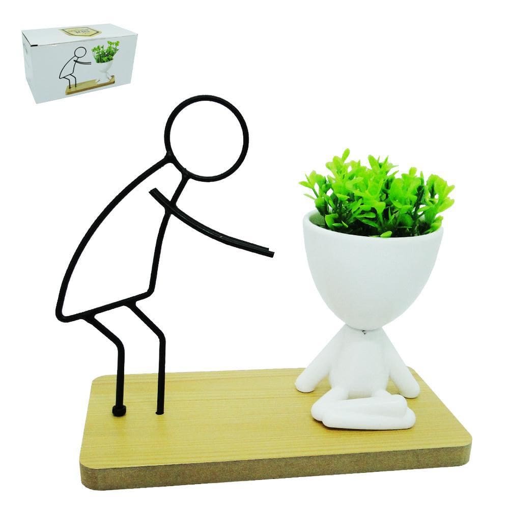 Flor Artificial Com Vaso Robert Plant De Plastico+Menino